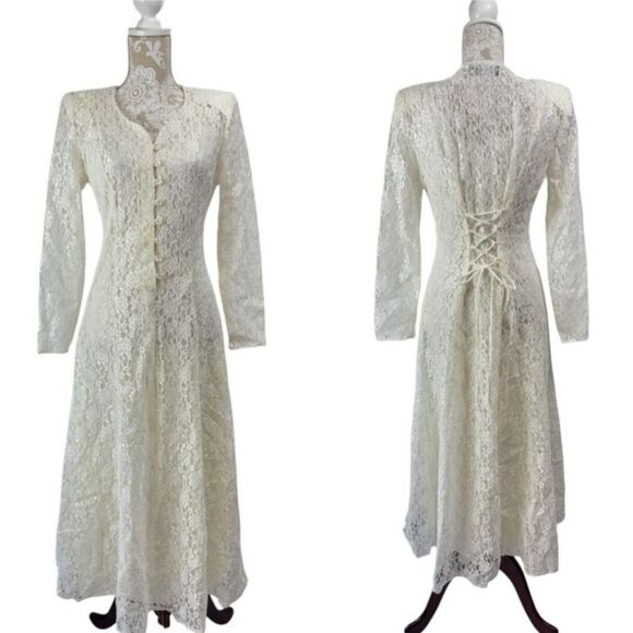 All That Jazz White Sheer Lace Maxi Dress - Picture 1 of 8